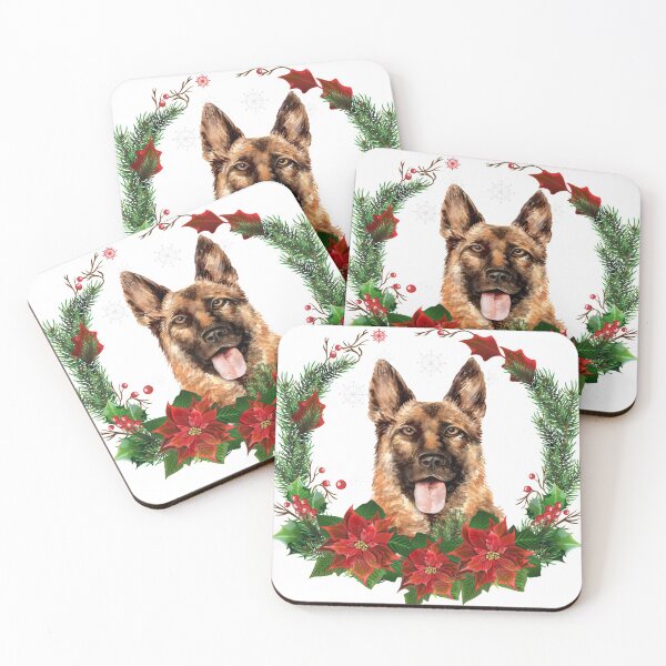 Item preview, German Shepherd dog in a Christmas Wreath Christmas Gift for German Shepherd dog Owner / Lover designed and sold by YuliyaR.