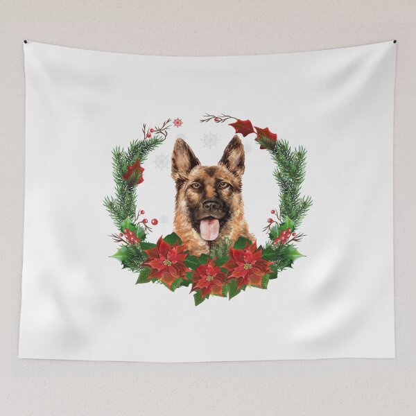Item preview, German Shepherd dog in a Christmas Wreath Christmas Gift for German Shepherd dog Owner / Lover designed and sold by YuliyaR.