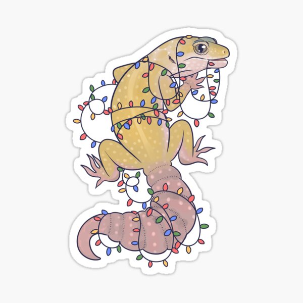 Leopard Gecko and Holiday Lights Sticker