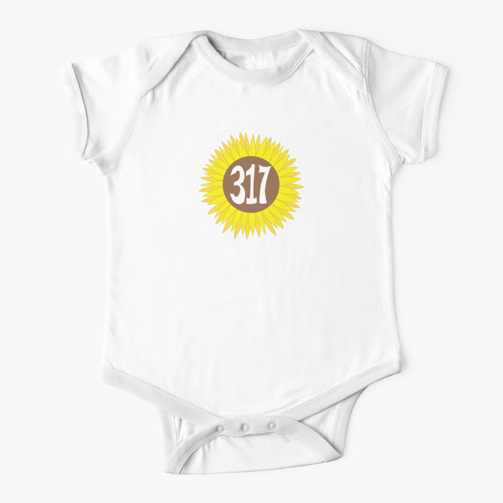 Hand Drawn Indiana Sunflower 317 Area Code Baby One Piece By Itsrturn Redbubble