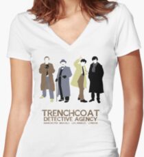 Trenchcoat Detective Agency Women's Fitted V-Neck T-Shirt
