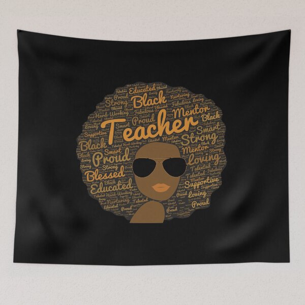 Item preview, African American Teacher Words in Big Afro designed and sold by blackartmatters.