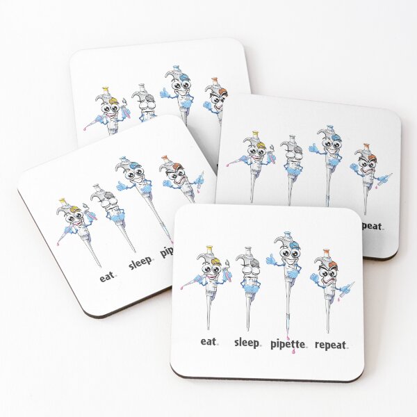 Item preview, PCR Pipette Funny Science Cartoon - Eat Sleep Pipette Repeat designed and sold by Zit-Zat-Zot.