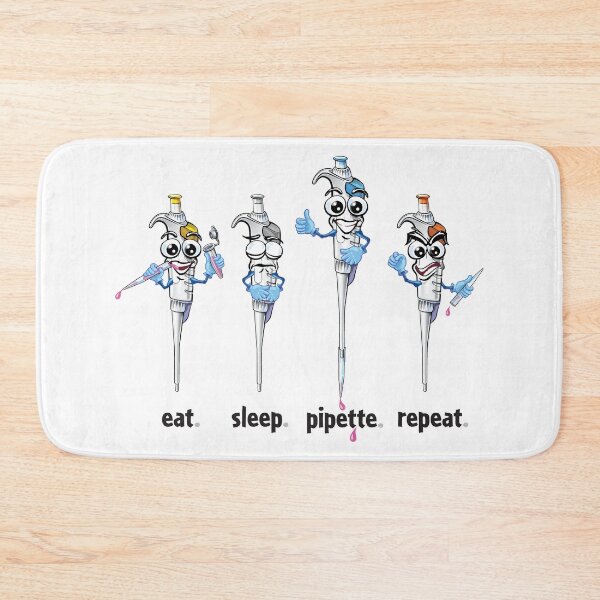 Item preview, PCR Pipette Funny Science Cartoon - Eat Sleep Pipette Repeat designed and sold by Zit-Zat-Zot.