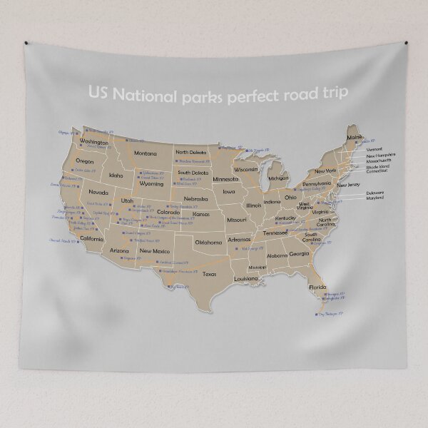Item preview, US map of national parks designed and sold by Euskadaz.