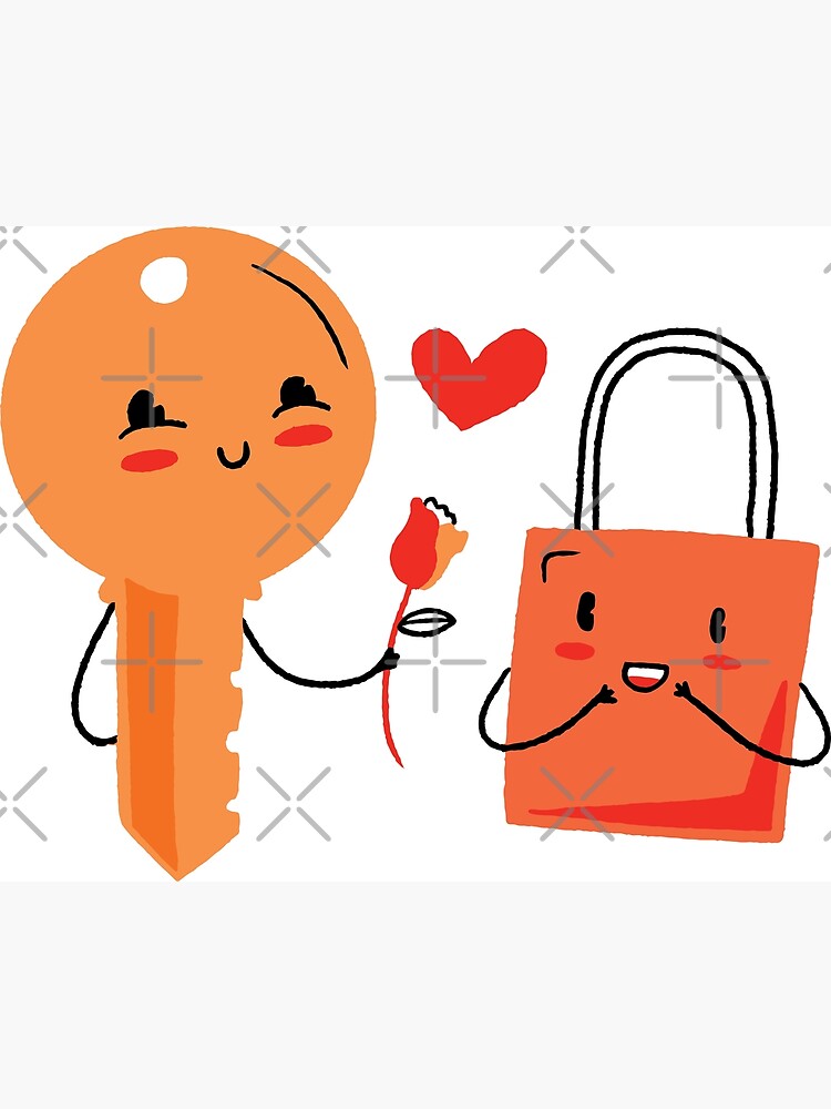 Cute love lock and key. Element for greeting cards, posters
