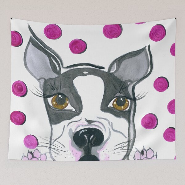 Item preview, Girly BostonTerrier with Polka Dots designed and sold by MrsDewey.