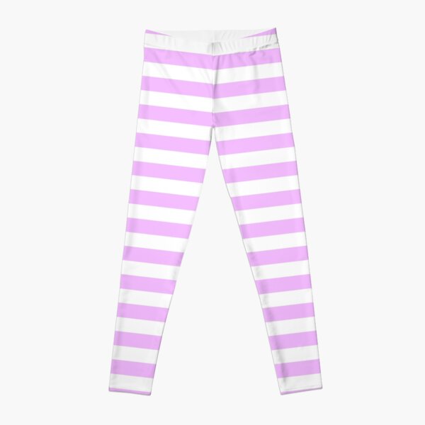 Lavender White Stripe Leggings Purple