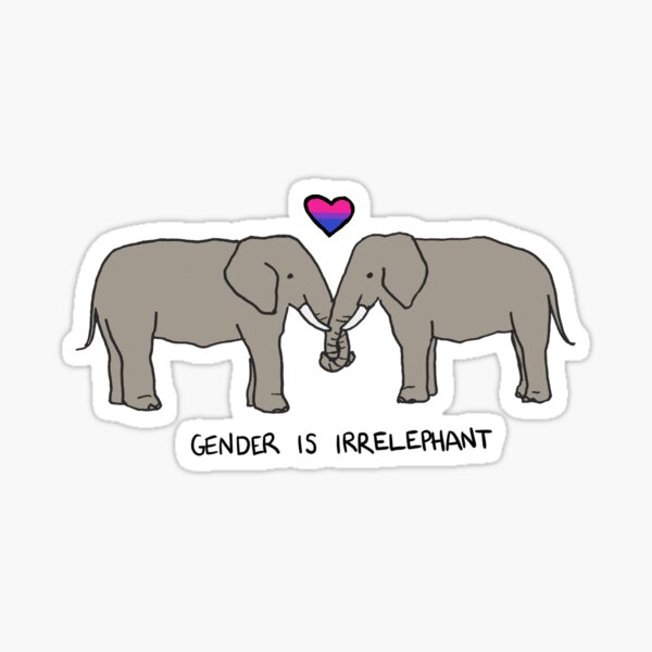Gender is Irrelephant (Bisexual Pride) - Queer Zoology Series Sticker