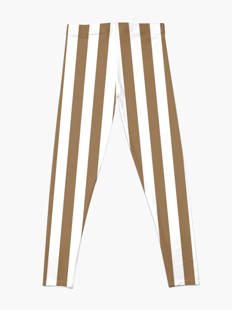 Discover Pale Brown and White Vertical Stripes Leggings