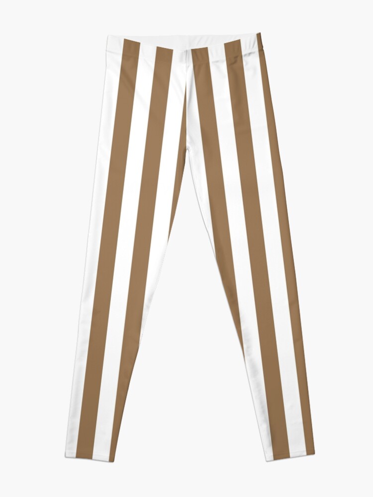 Discover Pale Brown and White Vertical Stripes Leggings