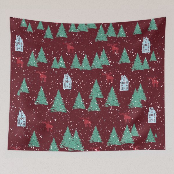 Item preview, Elk in Winter (on red) designed and sold by elkstudios.