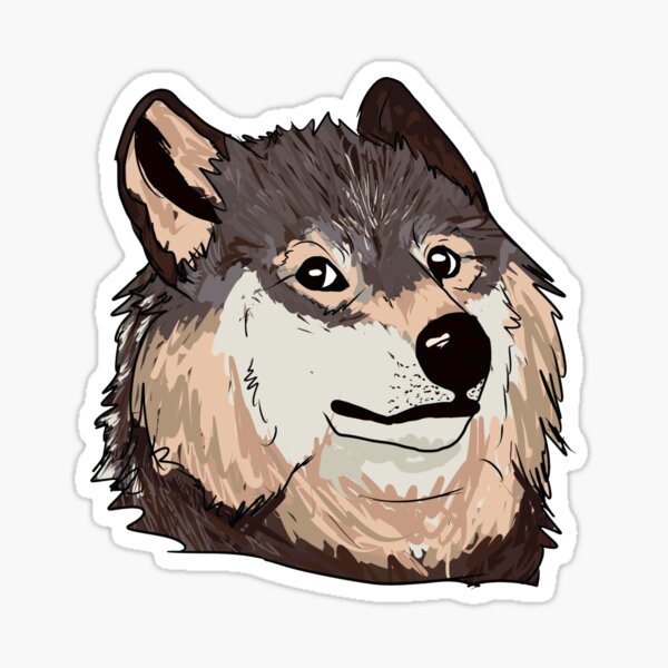 Crazy Wolf Stickers Redbubble - bandage arm doge roblox