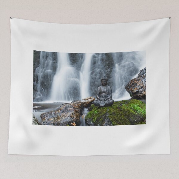Item preview, Buddha statue in front of waterfall designed and sold by Jürgen Wiesler.