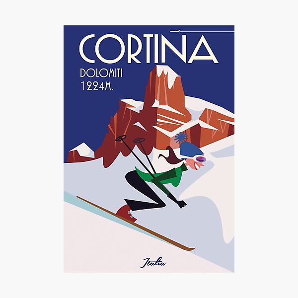 Cortina D'Ampezzo ski poster Photographic Print