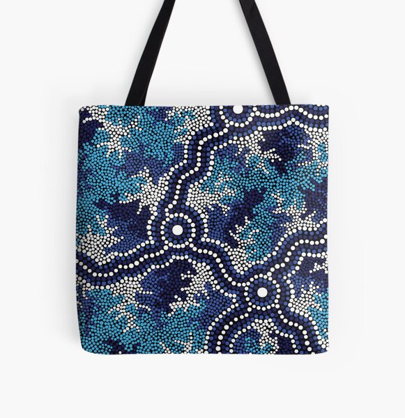 Aboriginal Art Authentic - Wetland Dreaming 2 All Over Print Tote Bag