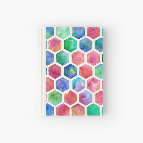 Hand Painted Watercolor Honeycomb Pattern Hardcover Journal