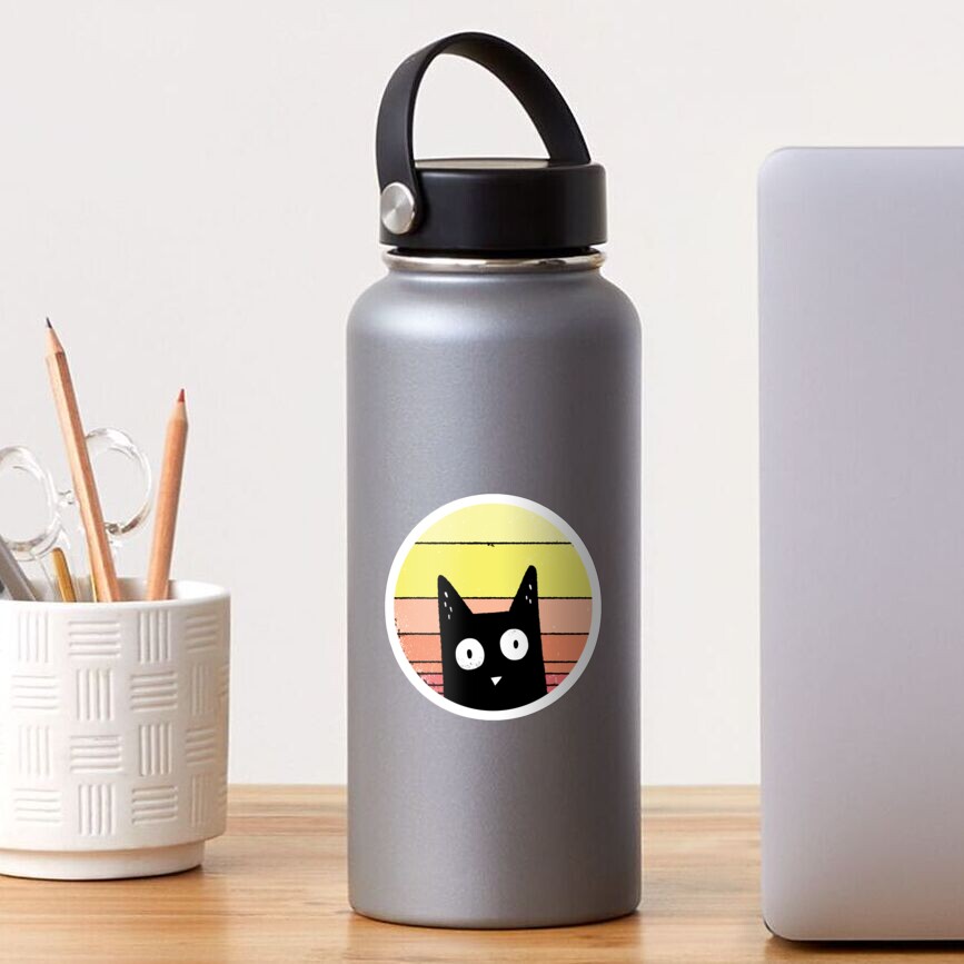 Vintage dorky black cat, retro style funny cats Sticker