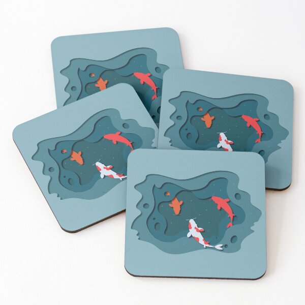 Item preview, Koi Fish Pool + blue gray background designed and sold by Yellow-Studio.