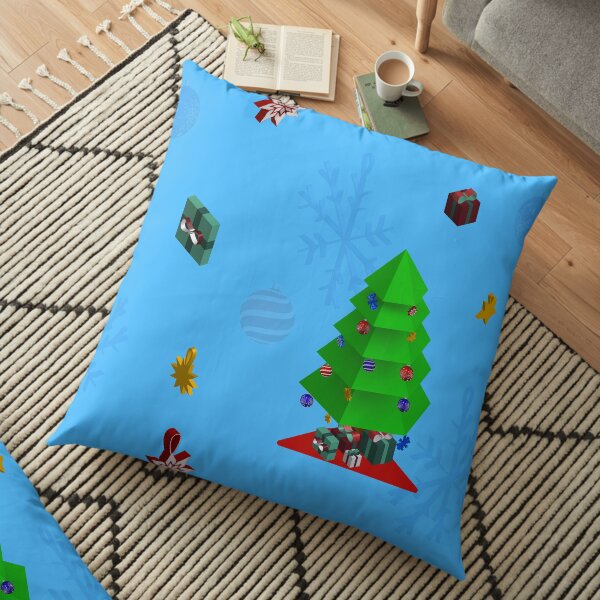 Isometric Christmas winter vector with Snowflakes and other images Floor Pillow