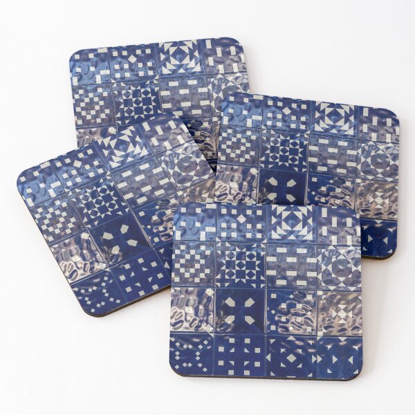 Item preview, Glossy Modern Azulejos - Shimmering Geometric Patterns in Blue and White designed and sold by Georgia Mizuleva.