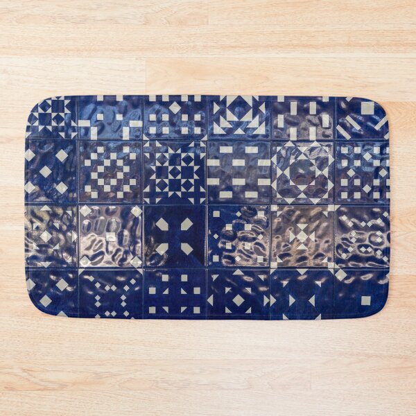 Item preview, Glossy Modern Azulejos - Shimmering Geometric Patterns in Blue and White designed and sold by Georgia Mizuleva.