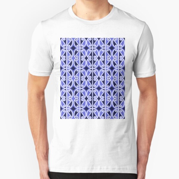 simple repeat in blue Slim Fit T-Shirt