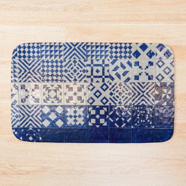 Item preview, Glossy Modern Azulejos - Gleaming Geometric Patterns in Blue and White designed and sold by Georgia Mizuleva.