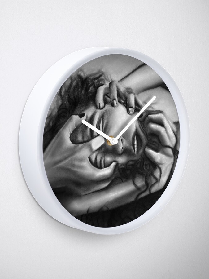 Alternate view of Death of an ego (Charcoal drawing) Clock