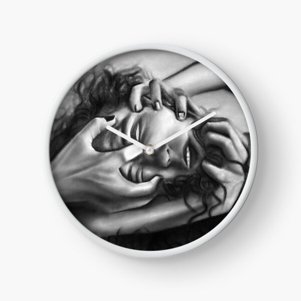 Death of an ego (Charcoal drawing) Clock
