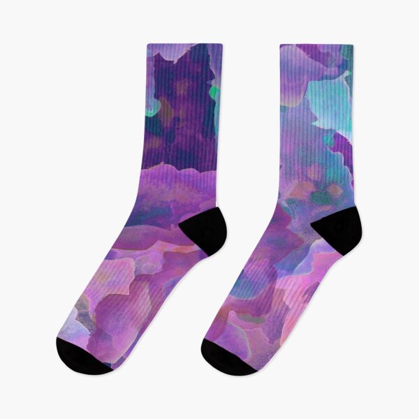 Item preview, purple watercolor boho, teal and purple abstract ink watercolor  clouds designed and sold by MagentaRose.