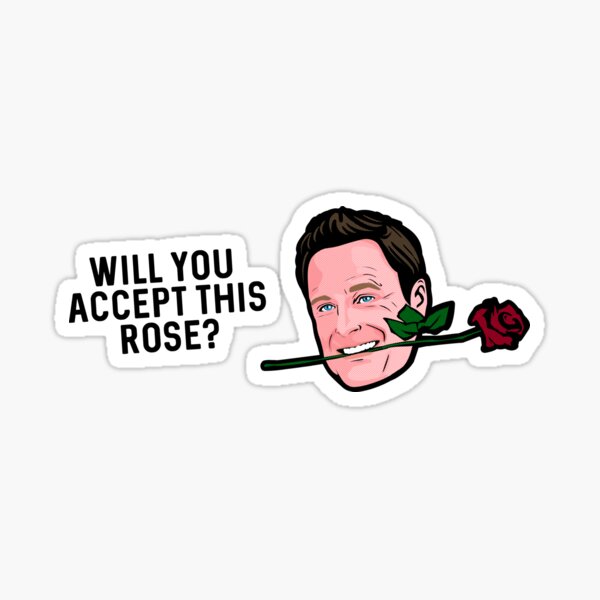 Will you accept this rose? Perfect as a Christmas gift! Sticker with Chris Harrison from the Bachelor apron mask backpack Sticker