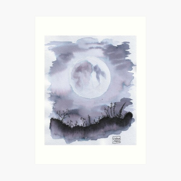 He had gone to be with the Moon at last (monochrome) Art Print