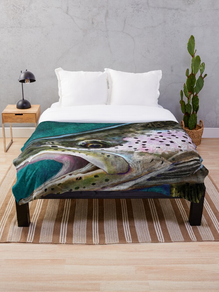 Brown Trout Fly Fishing Throw Blanket by letourneau41