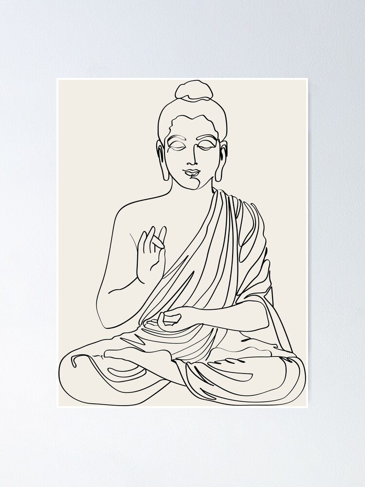 Buddha Line Art Poster By Artswag Redbubble