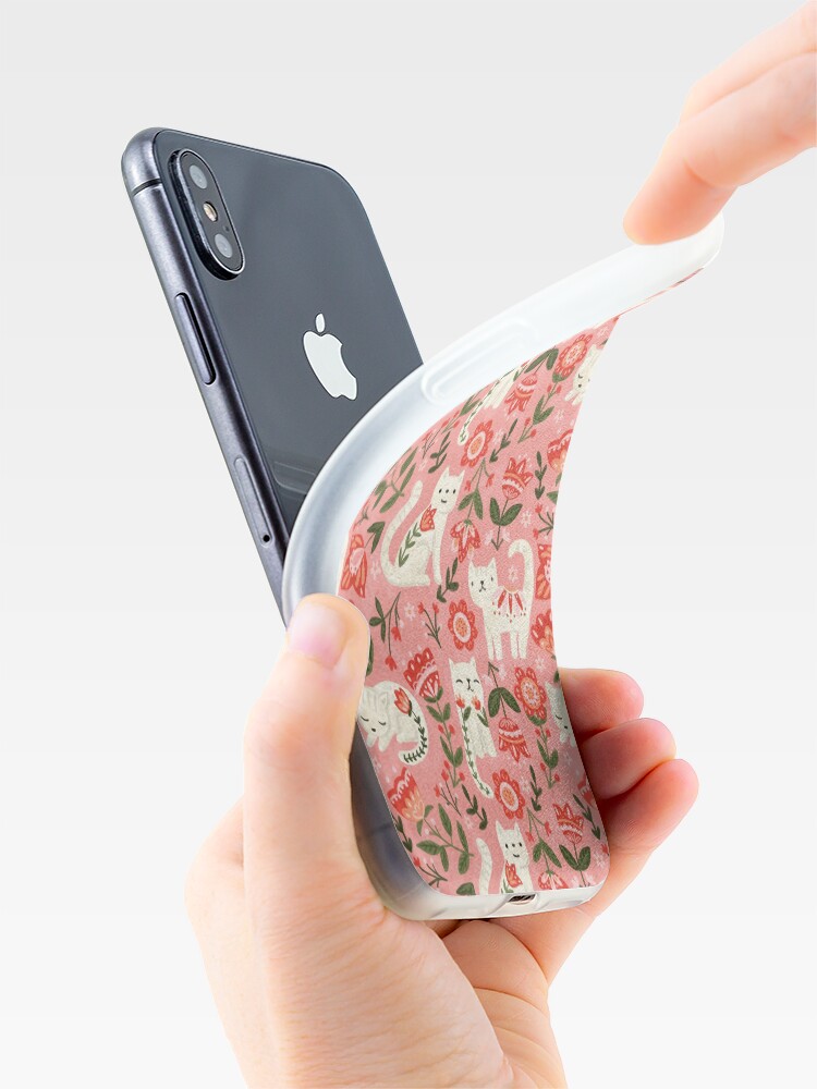 Alternate view of Folk Cat Pattern iPhone Case