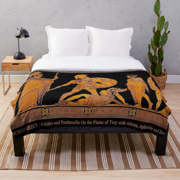 GREECE Ancient God and Goddess Frieze Print Throw Blanket