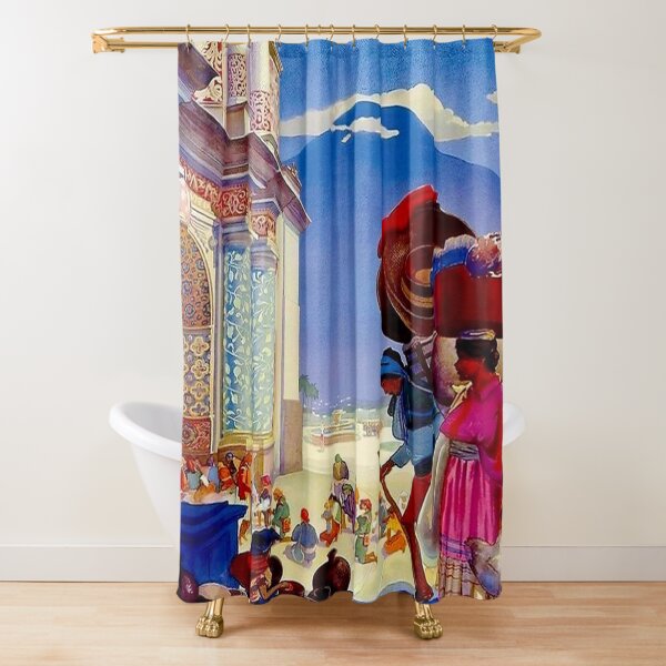 GUATEMALA Vintage Pan American Airways Advertising Print Shower Curtain