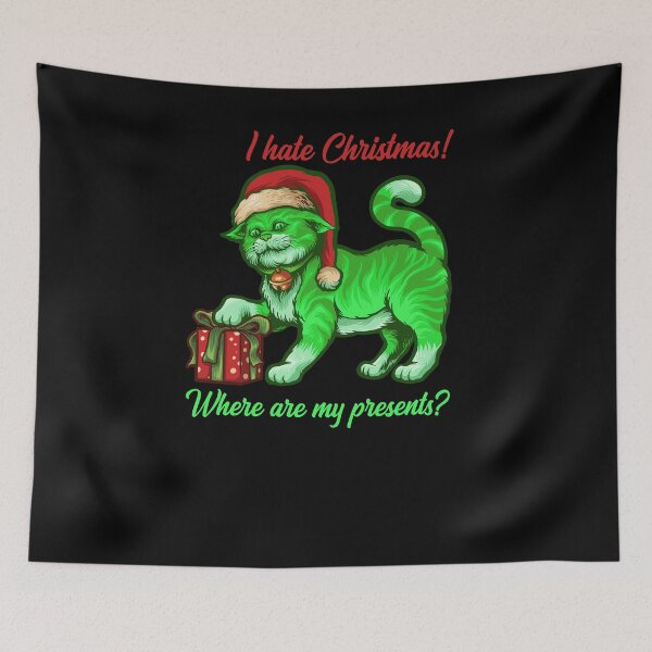 Item preview, I hate Christmas Funny Poisonous Green Cat Santa Claus Gift designed and sold by peter2art.