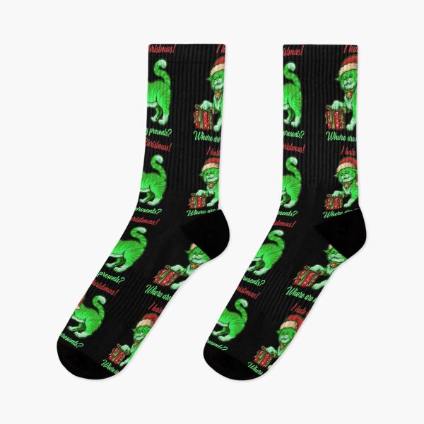 Item preview, I hate Christmas Funny Poisonous Green Cat Santa Claus Gift designed and sold by peter2art.