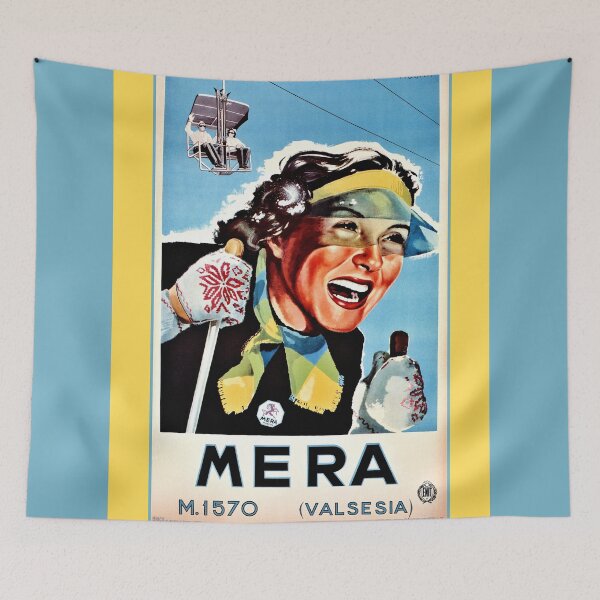 Item preview, Vintage ski Mera Valsesia Italian travel female skier designed and sold by aapshop.