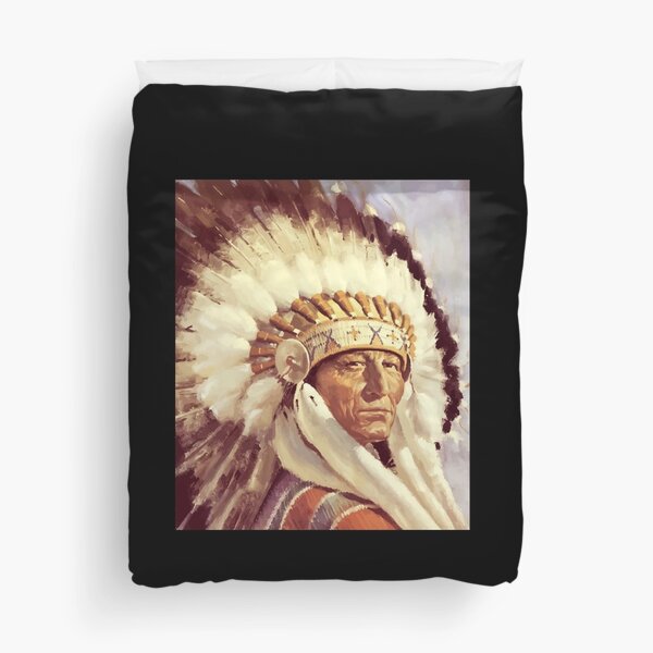 Indian Chief. Native, Tribe, American, Native American tribe, Indian, Head dress. Duvet Cover