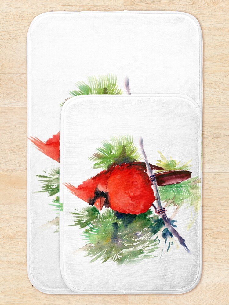 Alternate view of Red Cardinal Bird Bath Mat
