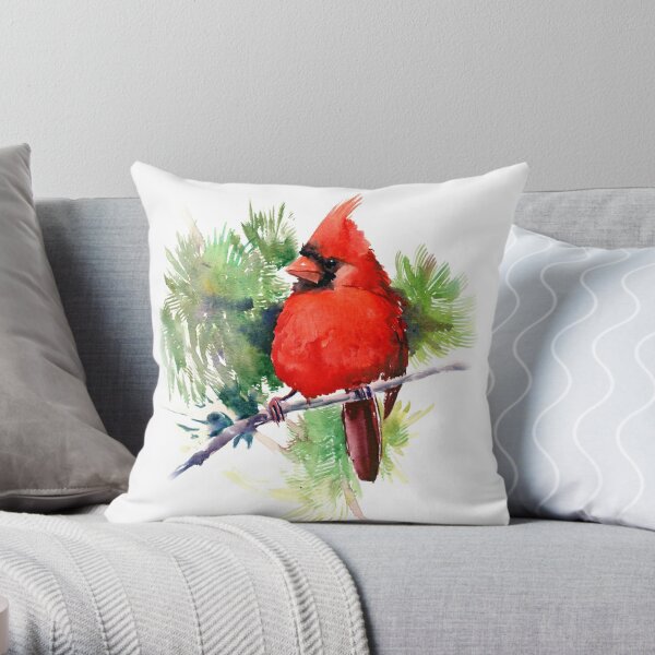 Throw Pillow Cover, Northern Cardinal Male Red Bird Pillow, Cute Pillo –  georgemillerart