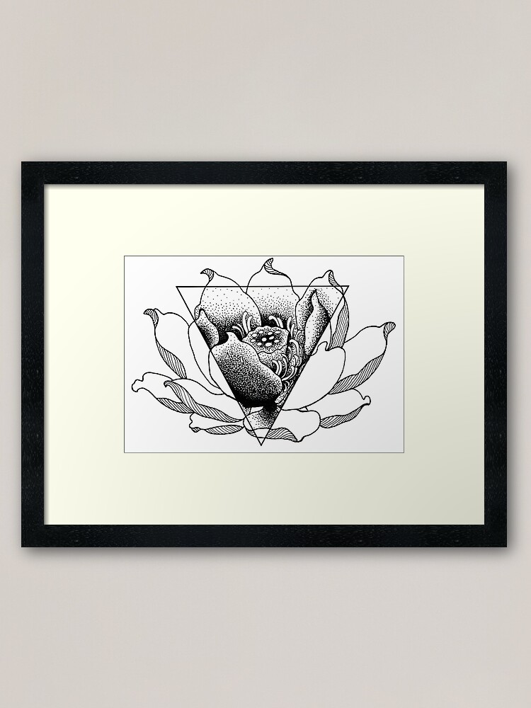 Lily Flower Tattoo Style Framed Art Print By Sarahtalahatu Redbubble