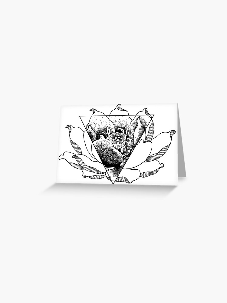 Lily Flower Tattoo Style Greeting Card By Sarahtalahatu Redbubble