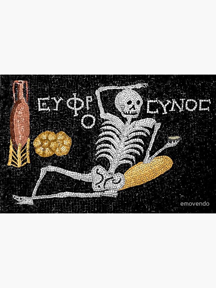 Thumbnail 3 of 3, Sticker, Be Cheerful, Enjoy Your Life - Ancient Greek Mosaic designed and sold by emovendo.