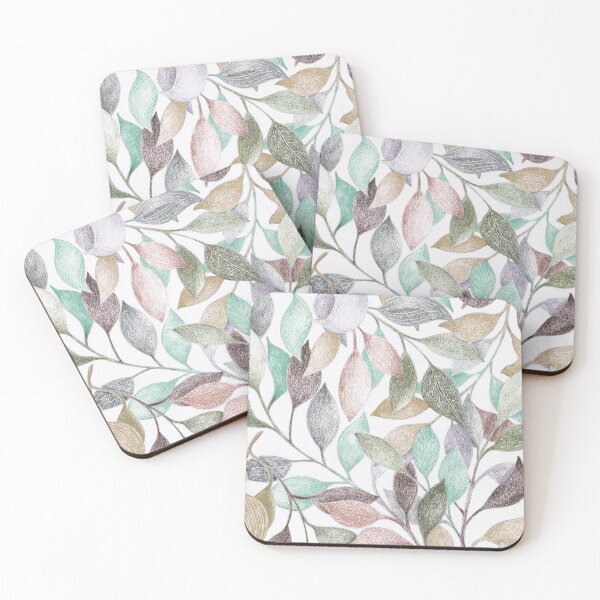 Item preview, Leaves floral illustration in color pencils designed and sold by Purealism.