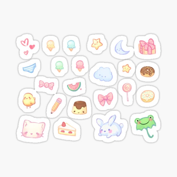 Cute Kawaii Mini Pastel Icons Stickers Stock Vector (Royalty Free)  1780387676
