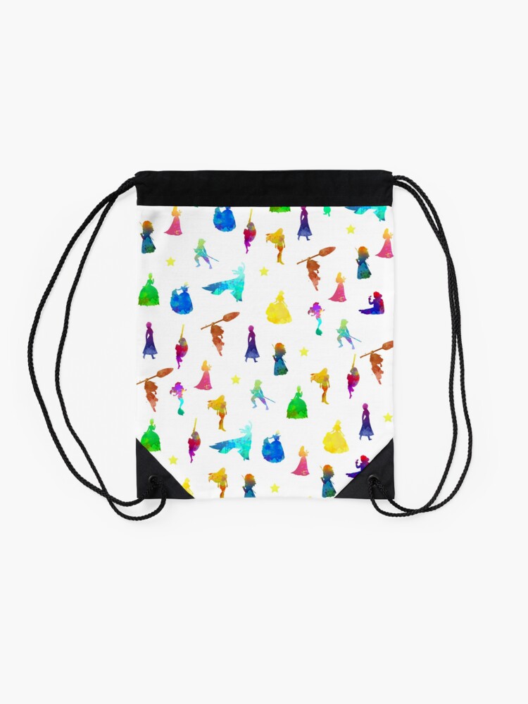 Alternate view of Princess Pattern Inspired Silhouette Drawstring Bag